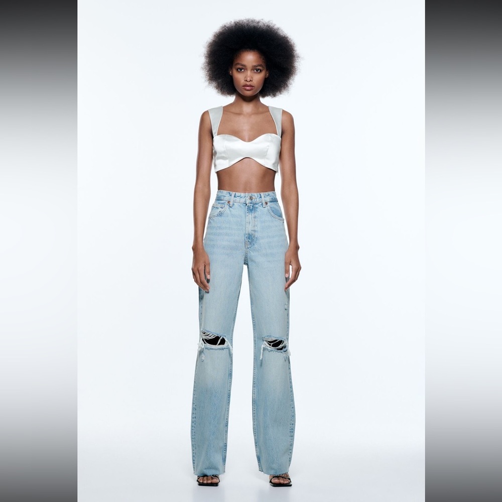 ZARA Ripped Wide Leg Jeans size 4